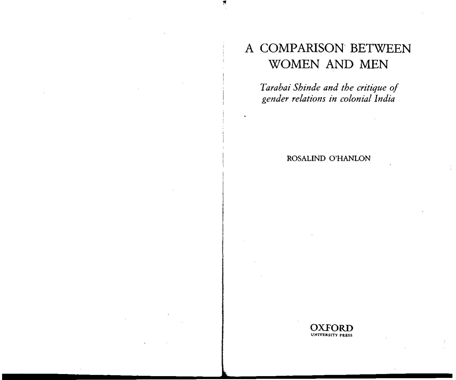 A COMPARISON BETWEEN WOMEN AND MEN: Tarabai Shinde and the critique of gender relations in colonial India
