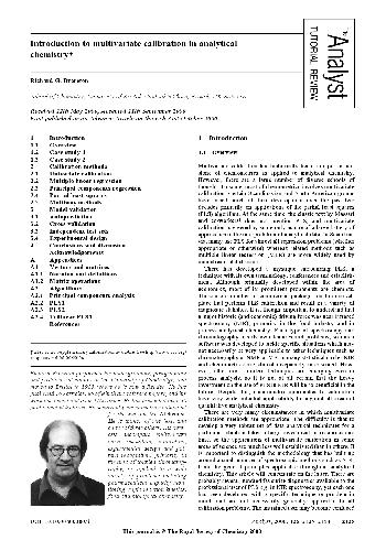 Introduction to multivariate calibration in analytical chemistry