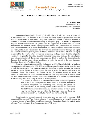 Nil Durpan: A Social Semiotic Approach