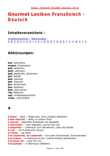 Sprachführer für Gourmets. Französisch - Deutsch. Küche - Keller - Menüs - Märkte