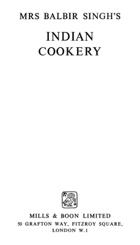 Mrs Balbir Singh’s Indian Cookery