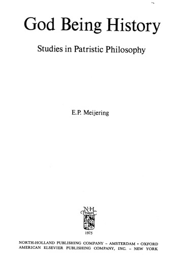 God Being History: Studies In Patristic Philosophy