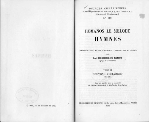 Romanos le Mélode : Hymnes IX-XX, tome II