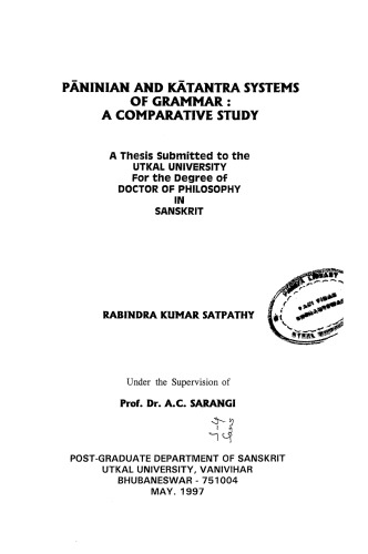 Paninian and Katantra systems of grammar: a comparative study