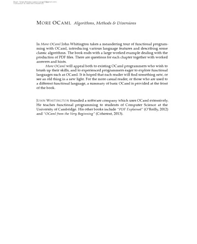 More OCaml: Algorithms, Methods, and Diversions