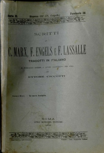 La sacra famiglia. Critica della Critica critica. Contro Bruno Bauer e consorti