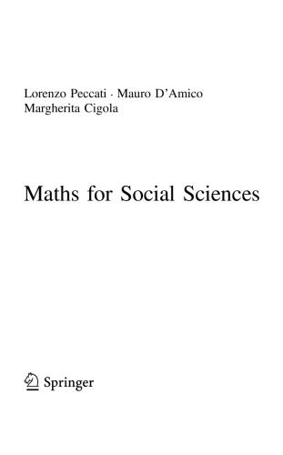 Maths for Social Sciences