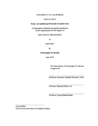 Exile: An intellectual portrait of André Gorz