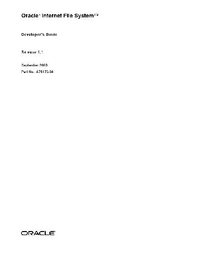 Oracle Internet File System. Developer's Guide