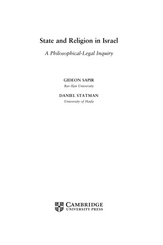 State and Religion in Israel. A Philosophical-Legal Inquiry
