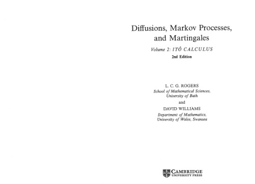 Diffusions, Markov Processes and Martingales, Itô Calculus