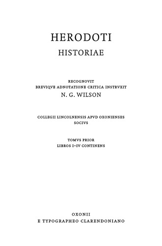 Herodoti Historiae, Vol. I Libri I-IV