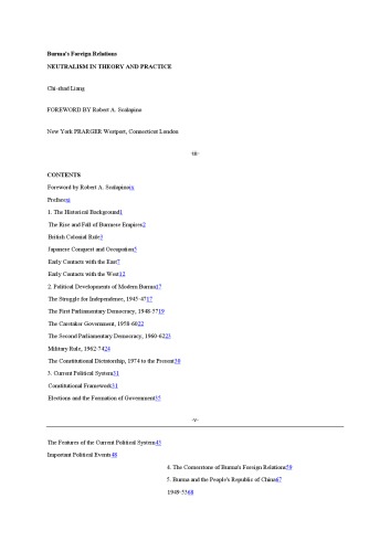 Burma’s Foreign Relations: Neutralism in Theory and Practice