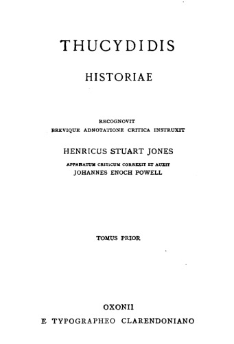 Thucydidis Historiae, Vol. I Books I-IV