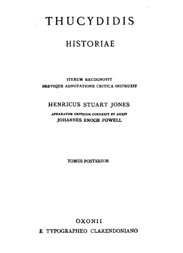 Thucydidis Historiae, Vol. II Books I-IV