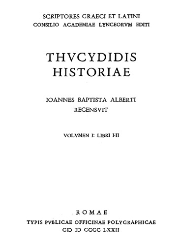Thucydidis Historiae, Vol. I Libri I-II
