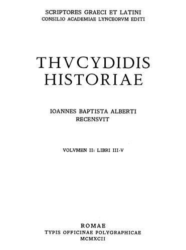 Thucydidis Historiae, Vol. II Libri III-V