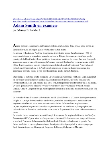 Adam Smith en examen