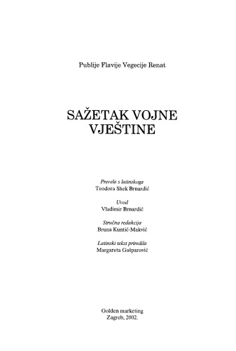 Vegecije: Sažetak vojne vještine
