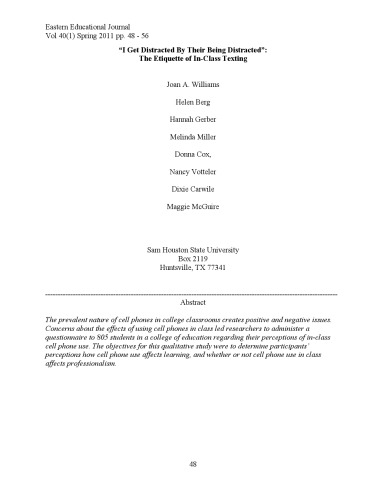 “I Get Distracted By Their Being Distracted”: The Etiquette of In-Class Texting