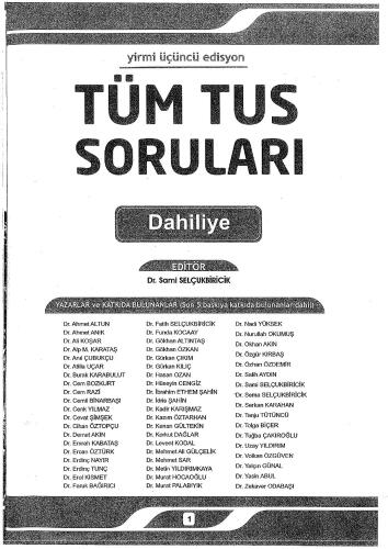 Tüm Tus Soruları Dahiliye