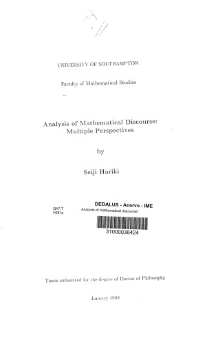 Analysis of mathematical discourse: multiple perspectives