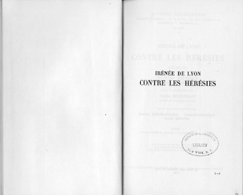 Irénée de Lyon : Contre les hérésies, Livre IV, tome I