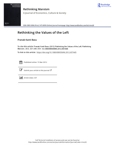 Rethinking the Values of the Left