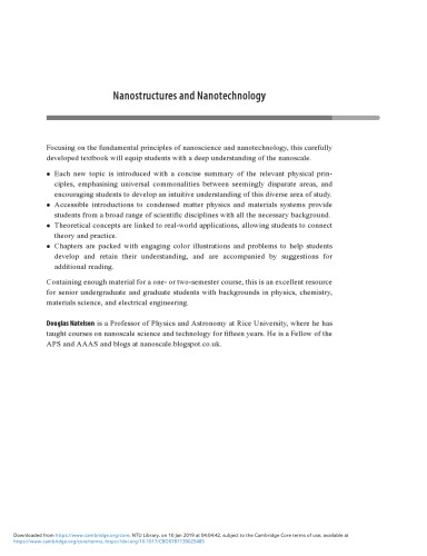 Nanostructures and Nanotechnology