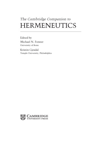 The Cambridge Companion to Hermeneutics