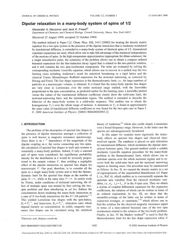 Dipolar relaxation in a many-body system of spins 1/2