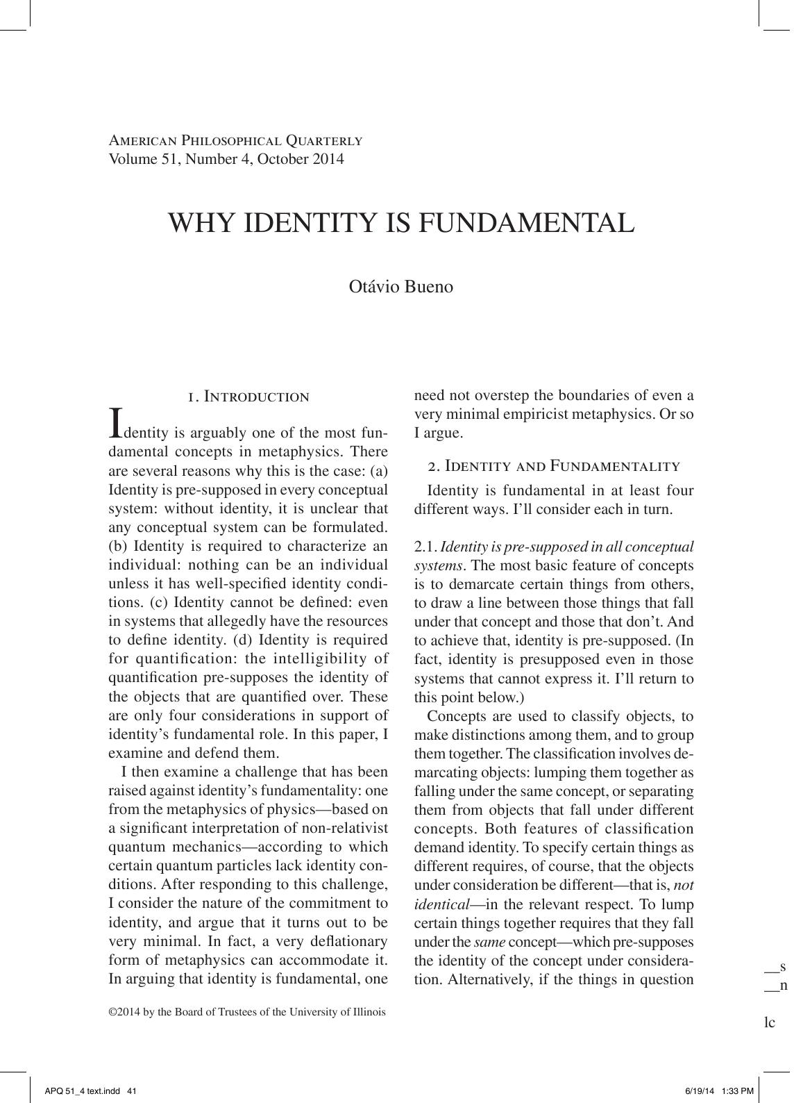 Why Identity is Fundamental