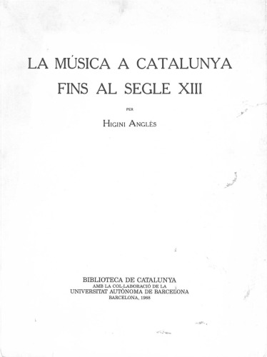 La música a Catalunya fins al segle XIII