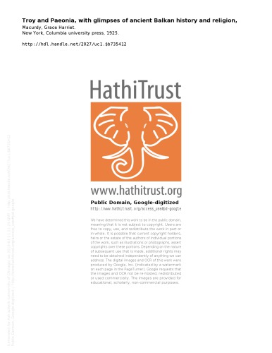 Troy and Paeonia: With Glimpses of Ancient Balkan History