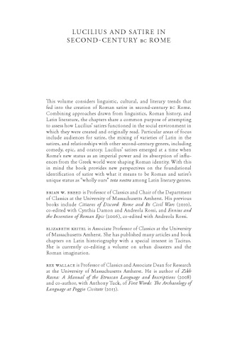 Lucilius and Satire in Second-Century BC Rome