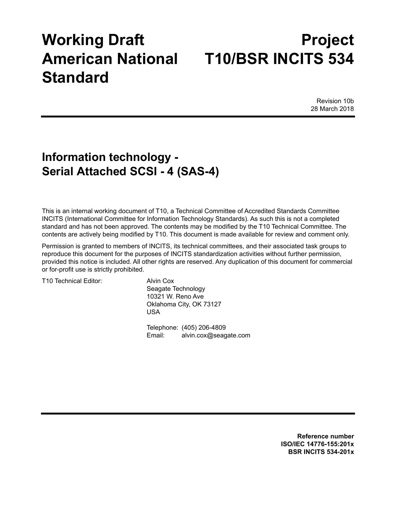 Serial Attached SCSI - 4 (SAS-4 r10b)