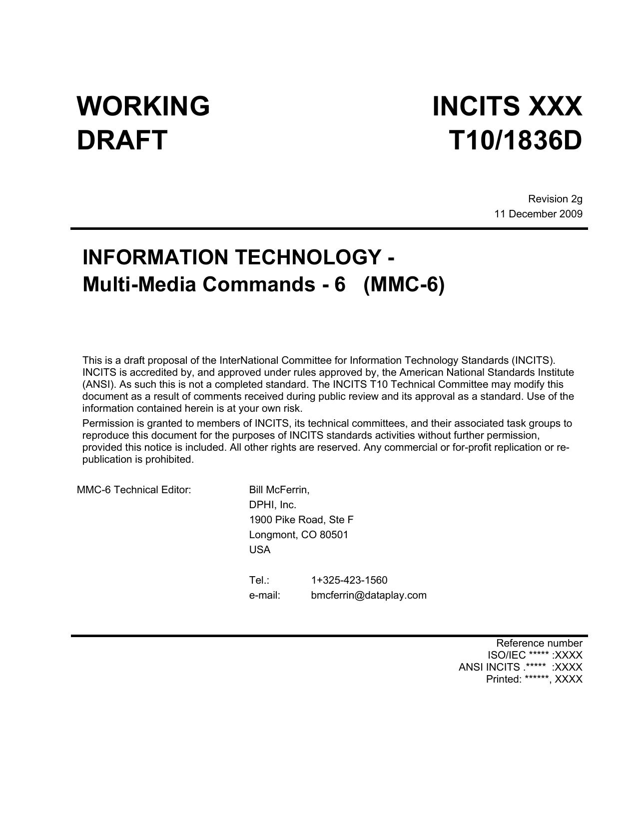 SCSI Multimedia Commands - 6 (MMC-6 r02g)