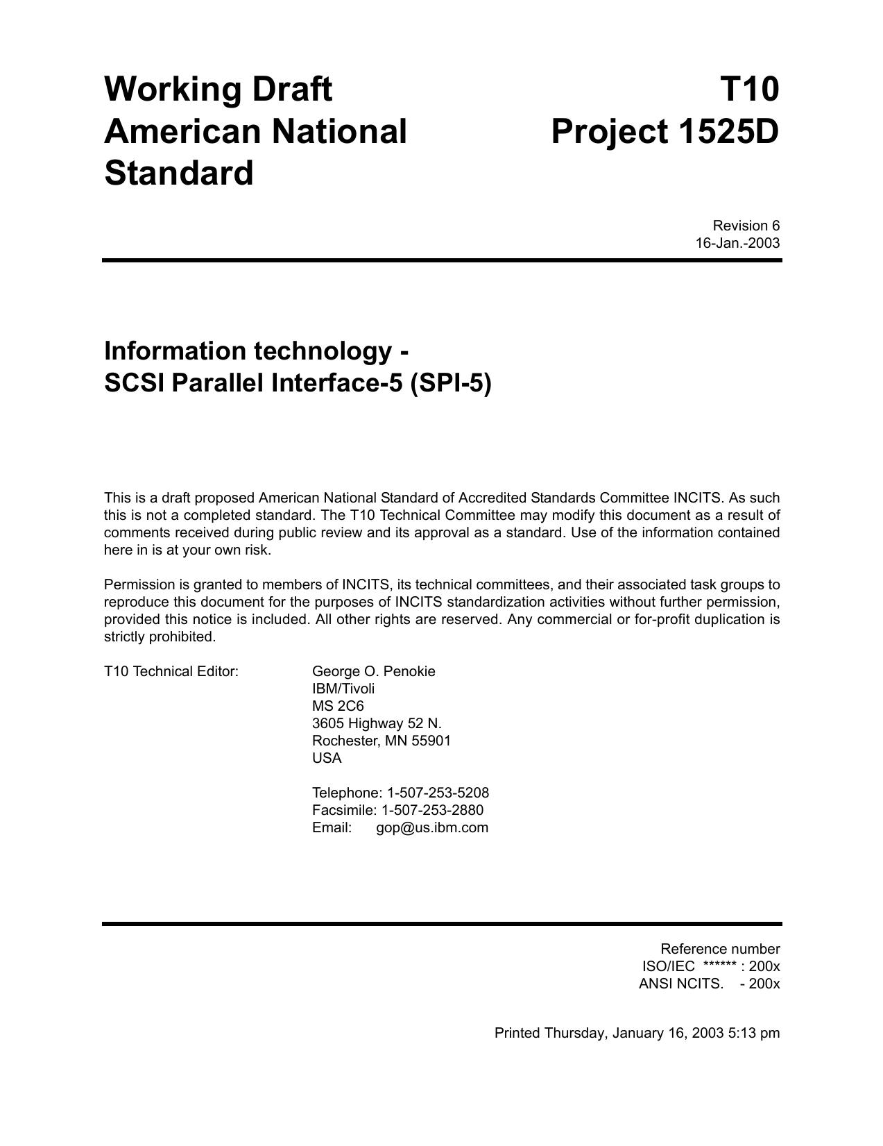 SCSI Parallel Interface - 5 (SPI-5 r06)