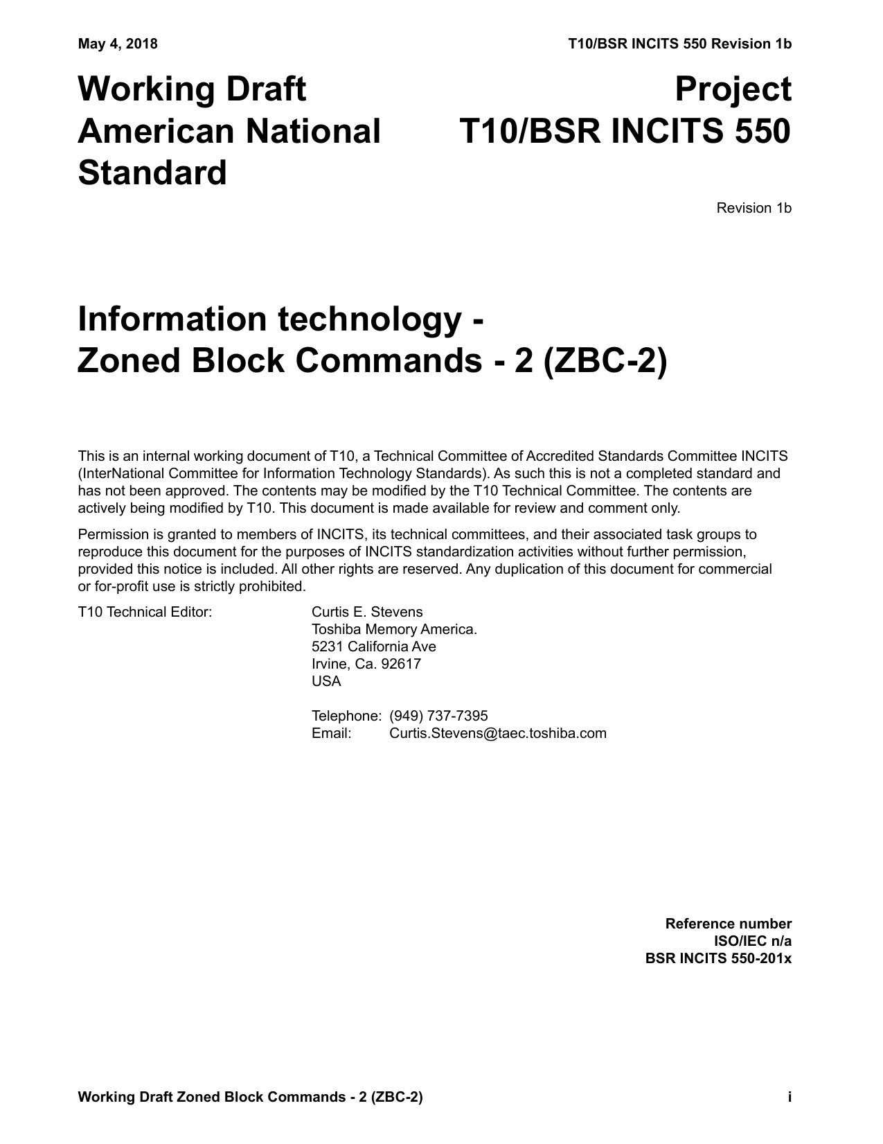 SCSI Zoned Block Commands - 2 (ZBC-2 r01b)
