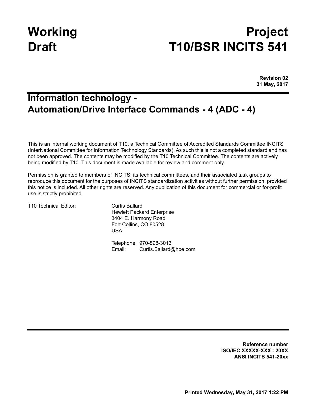 SCSI Automation/Drive Interface Commands - 3 (ADC-3 r02)
