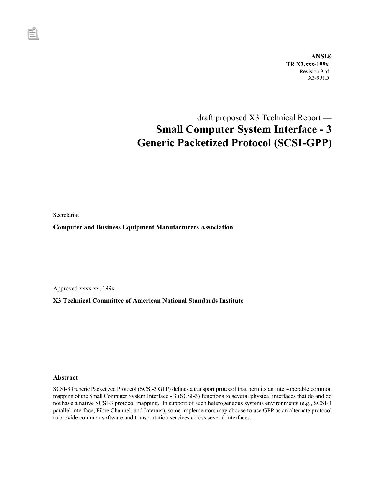 SCSI Generic Packetized Protocol (GPP r09)