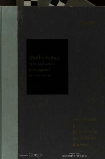 Mathematics: With Applications in Management