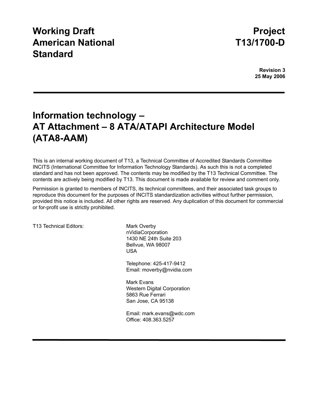 AT Attachment - 8 ATA/ATAPI Architecture Model (ATA8-AAM r3)