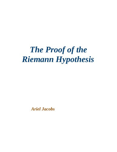 The Proof of the Riemann Hypothesis