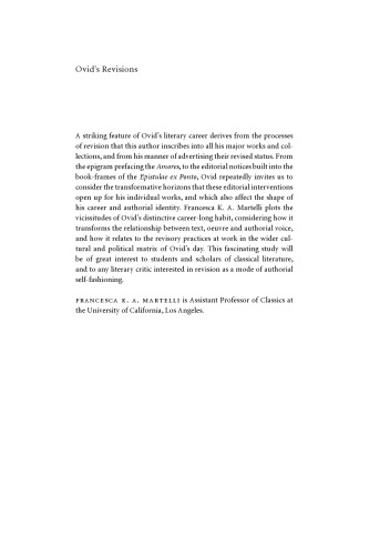 Ovid’s Revisions: the Editor as Author