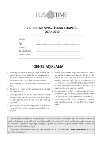 72.Tus Deneme Sınavı Açıklamalı Cevaplı Kitapçığı