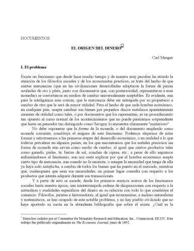 El origen del dinero