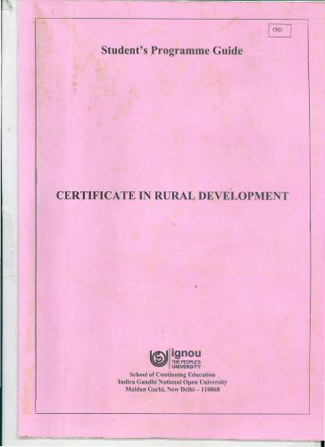 Certificate Programme in Rural Development (CRD) Part-III