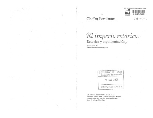 El Imperio Retórico. Retórica y argumentación