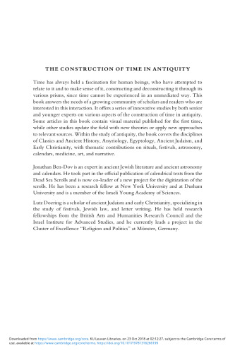 The Construction of Time in Antiquity